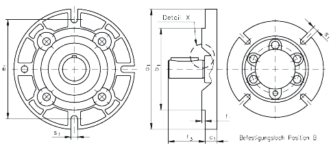 Output flange for helical geared motor HR/I gearbox size 50/2, 50/3 and ...