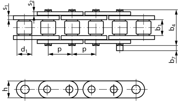 Pignons doubles pour chaîne à rouleaux 3/4 x 7/16 12B-2 Z10 DIN8187 - ISO  R606, ADAJUSA