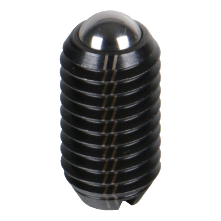 Spring plunger M8 with ball and slot steel black oxide finished strong