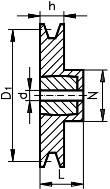 V-belt pulley material aluminium profile XPB, SPB and B (17) 1 groove ...