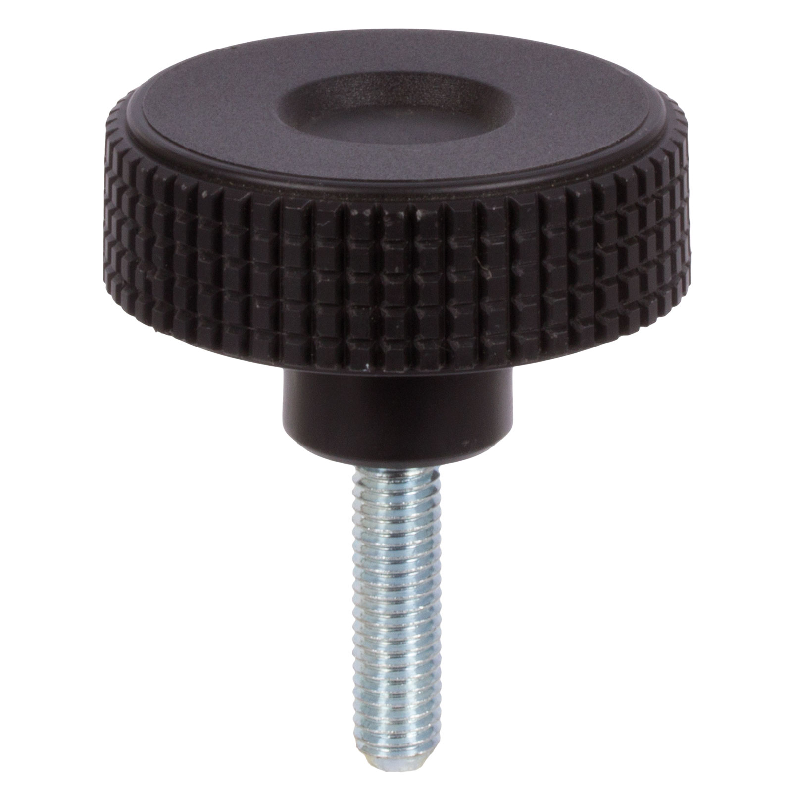 made from thermoplast internal thread M6 outside diameter 40mm Knurled knob 