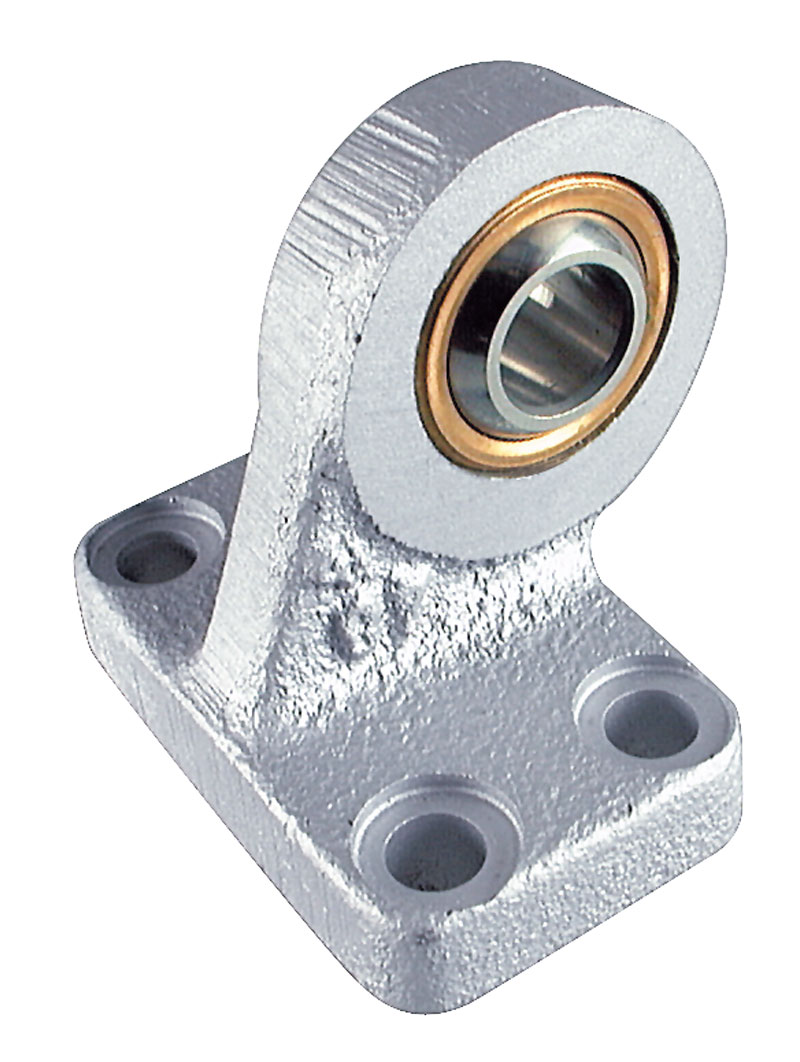 Bracket hinge for clevis mounting with spherical bearing for