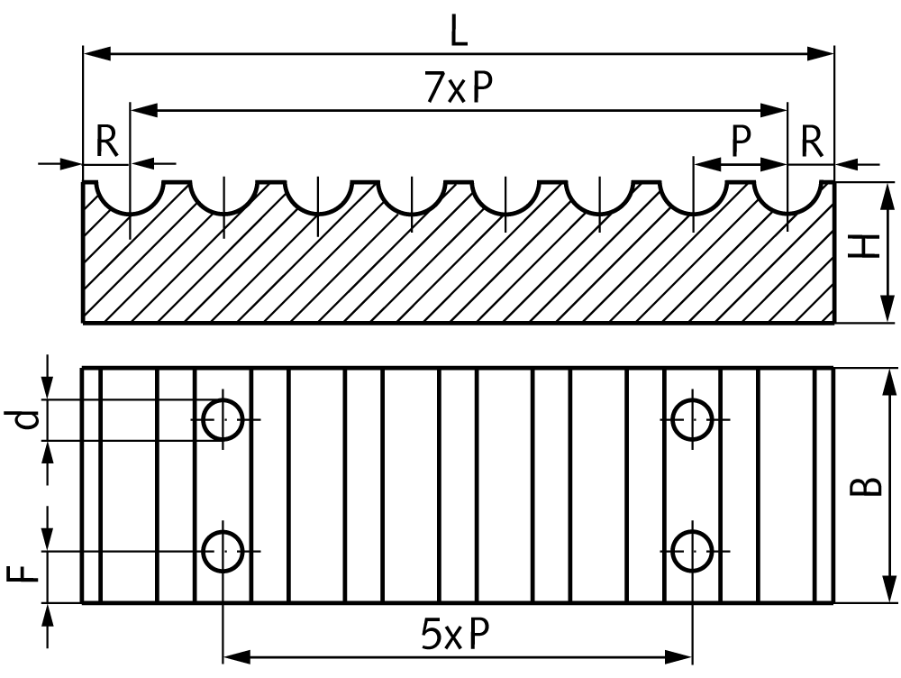 Fixing plate for timing belts material aluminium HTD 14M belt