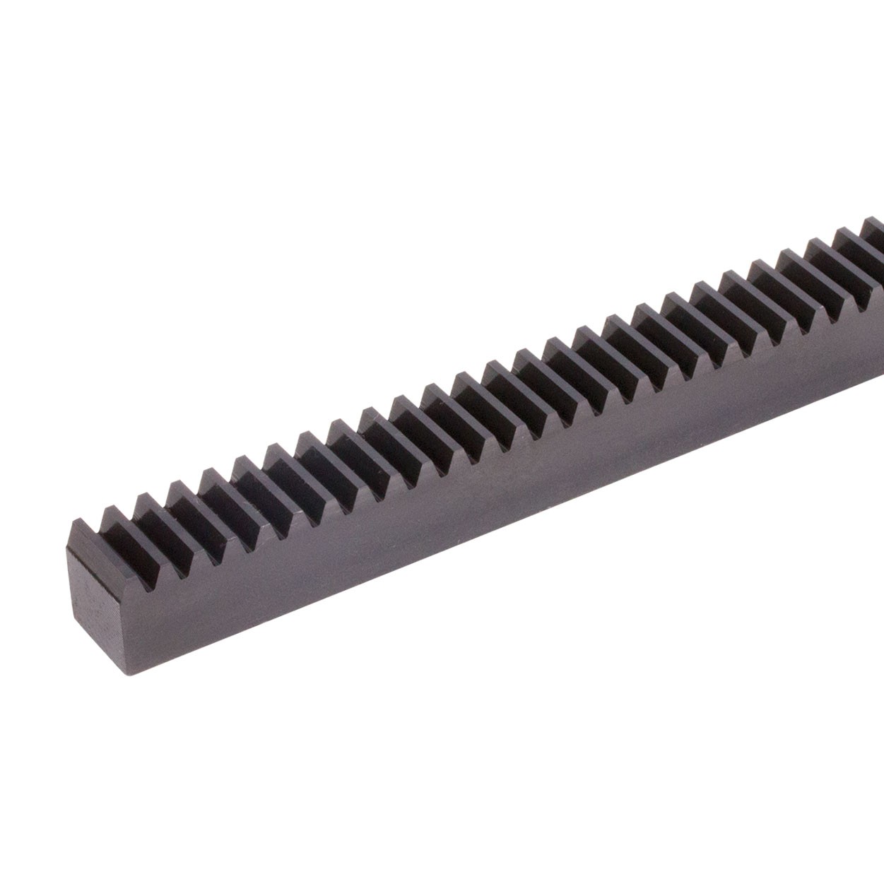Gear rack made of steel C45 black oxide finished module 1.5 tooth width  15mm height 15mm nominal length 1000mm SKU: 22811605 - Maedler North America