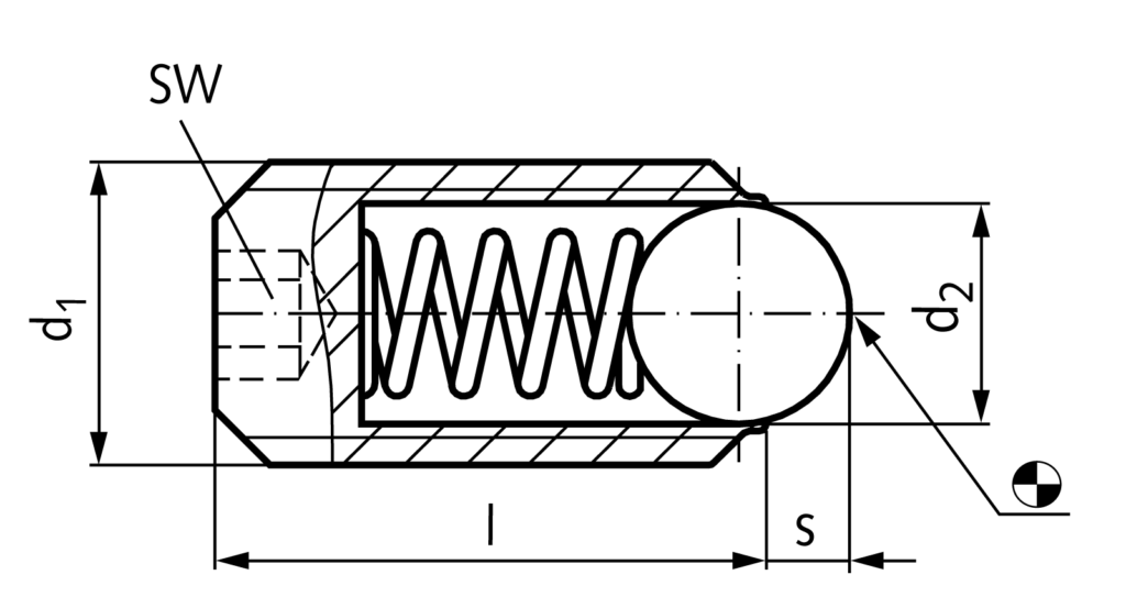 Spring plunger M4 with ball and internal hexagon strong spring tension