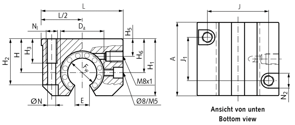 Linear bearing unit KG-3-STO ISO series 3 with linear ball bearing with ...