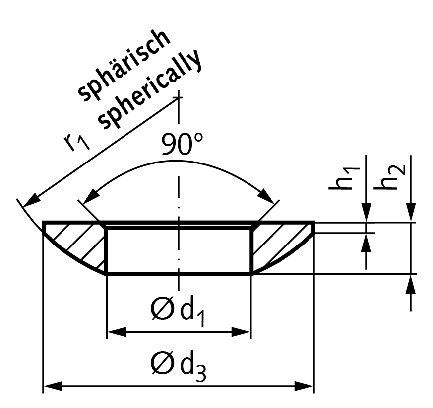 Spherical washer similar DIN 6319 form C outer diameter 10,5mm