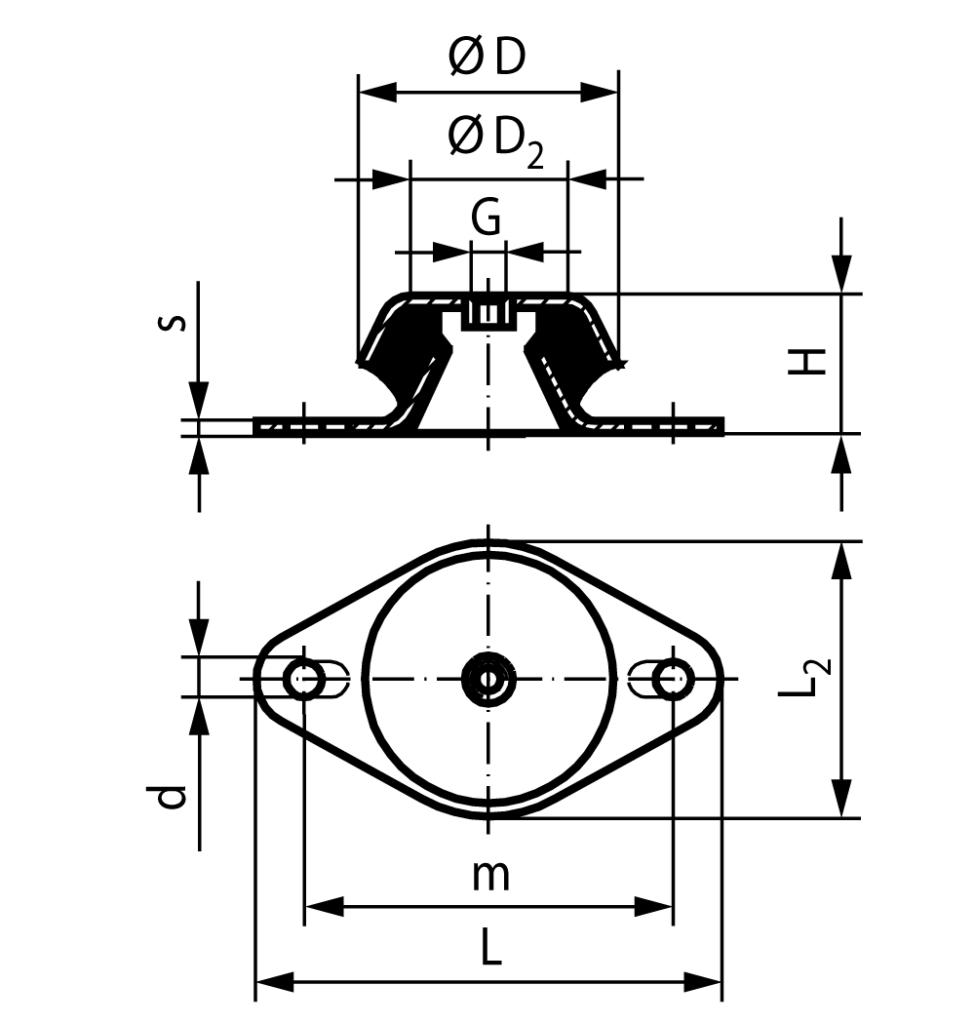Machine Mount Not Failsafe Diameter 48mm Height 23mm Thread M8 Oval machine-mount-not-failsafe-diameter-48mm-height-23mm-thread-m8-oval