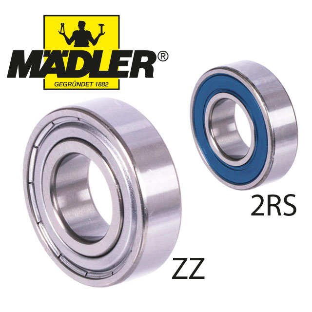 MAEDLER stainless steel deep groove ball bearing single row inner Ø 10mm  outer Ø 26mm width 8mm with blue NBR seals on both sides SKU:  SS-6000-2RS-MAE - Maedler North America