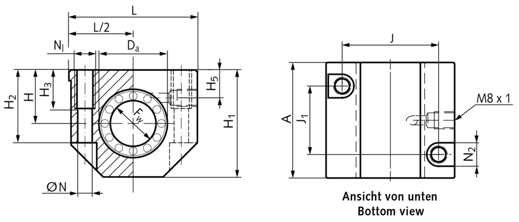 Linear bearing unit KG-3-ST ISO series 3 with linear ball bearing with ...