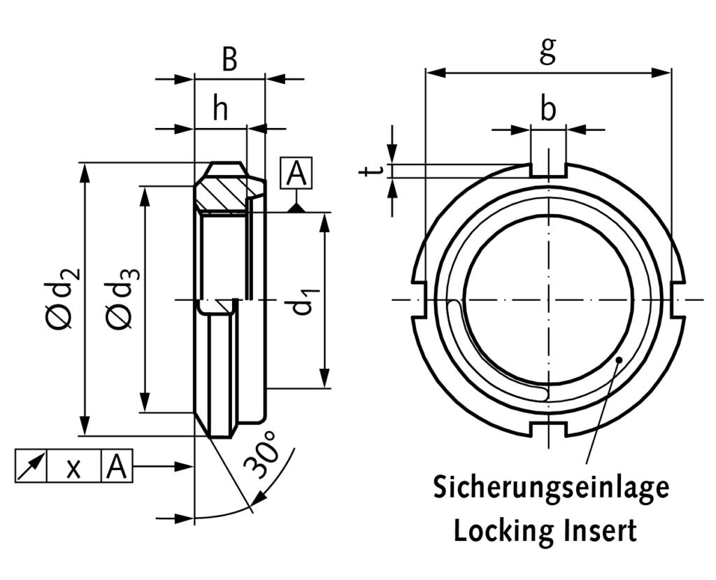 Locknut UW with integrated threadlocker thread M85x2 PN 65348500