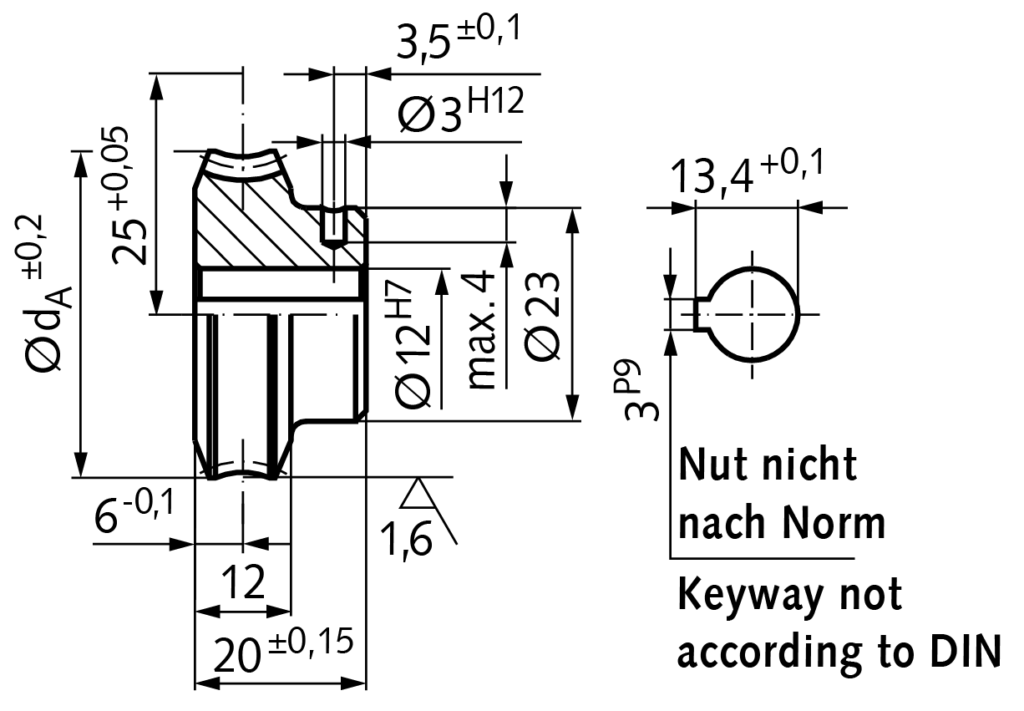 Precision worm wheel centre distance 25mm i=5 20 teeth PN 32060500