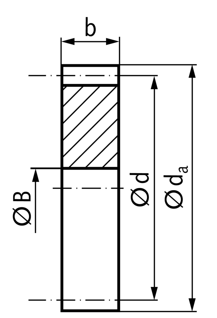 Spur gear made of steel C45 without hub module 2 49 teeth tooth width