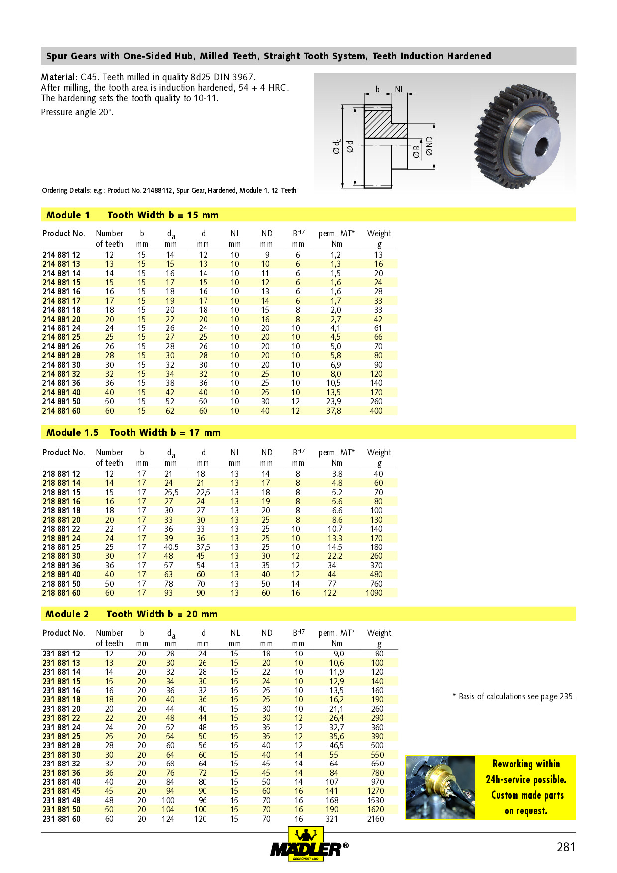 Munds Module 1 Gear, 32 Teeth, C45 Steel - Mold1, ETZR-M1-32 - View #2