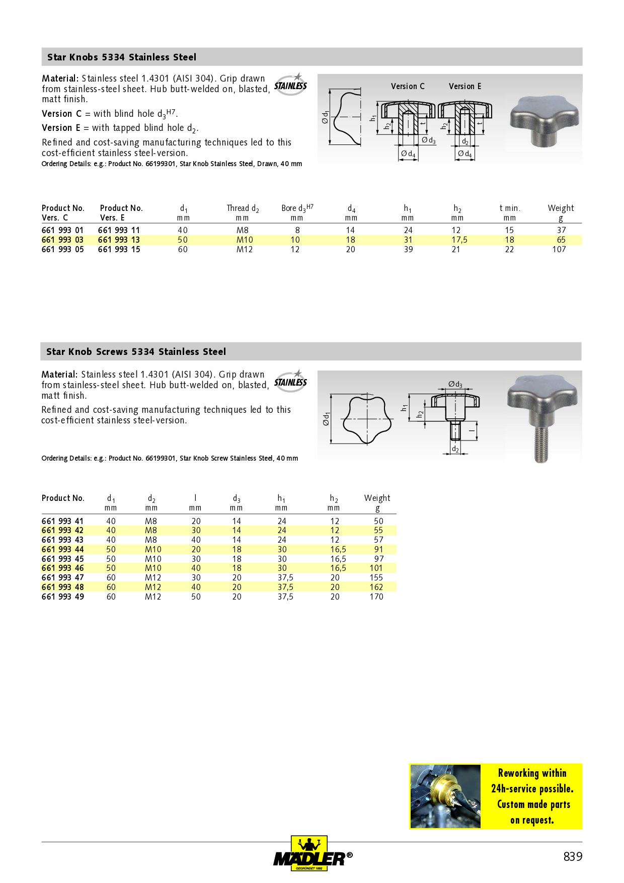 Star knob GV similar DIN 6336 Technopolymer PA6GV ø40 M8 PN