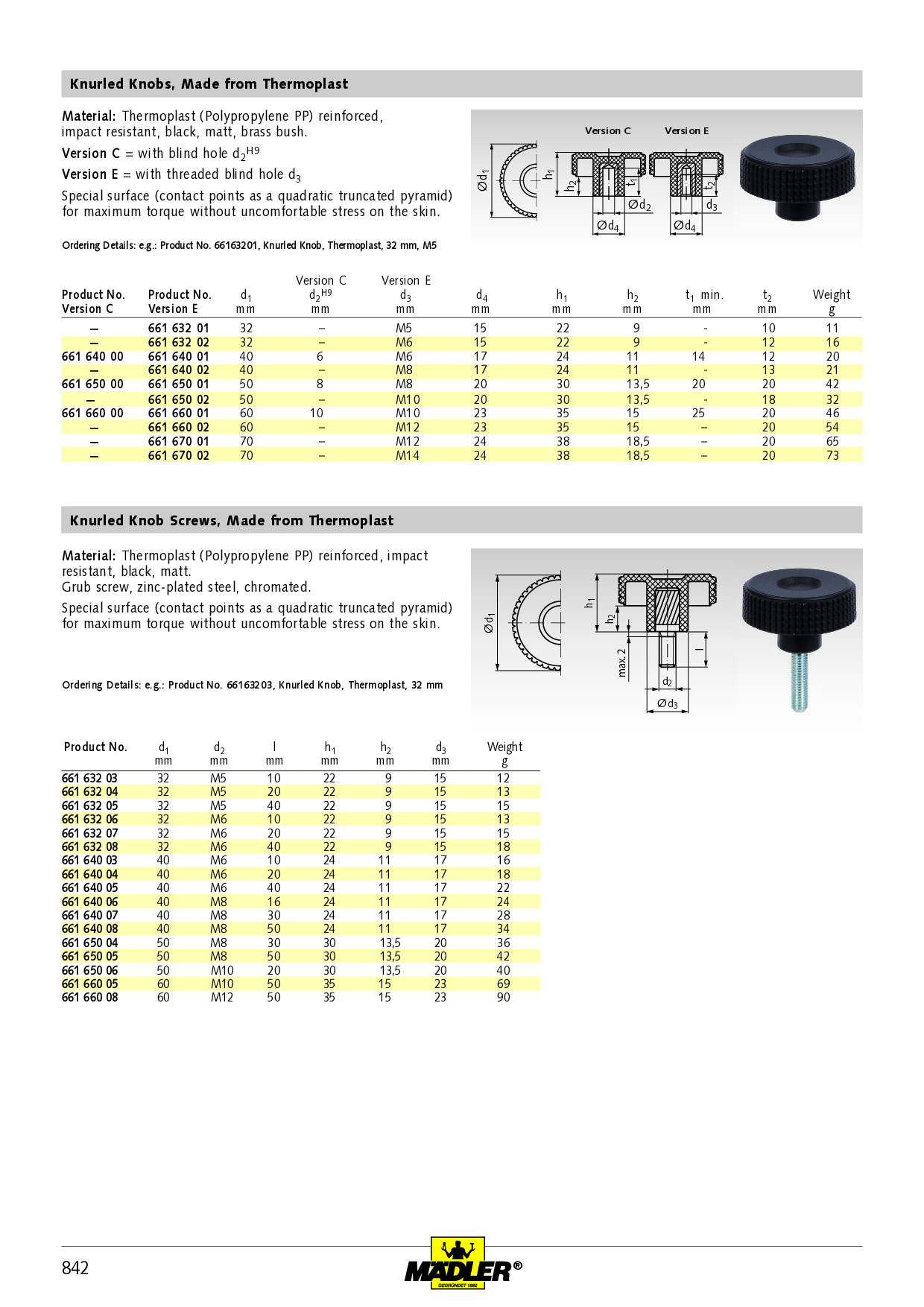Star knob screw similar to DIN 6336 type TE Ø32mm M6 x 25 PN