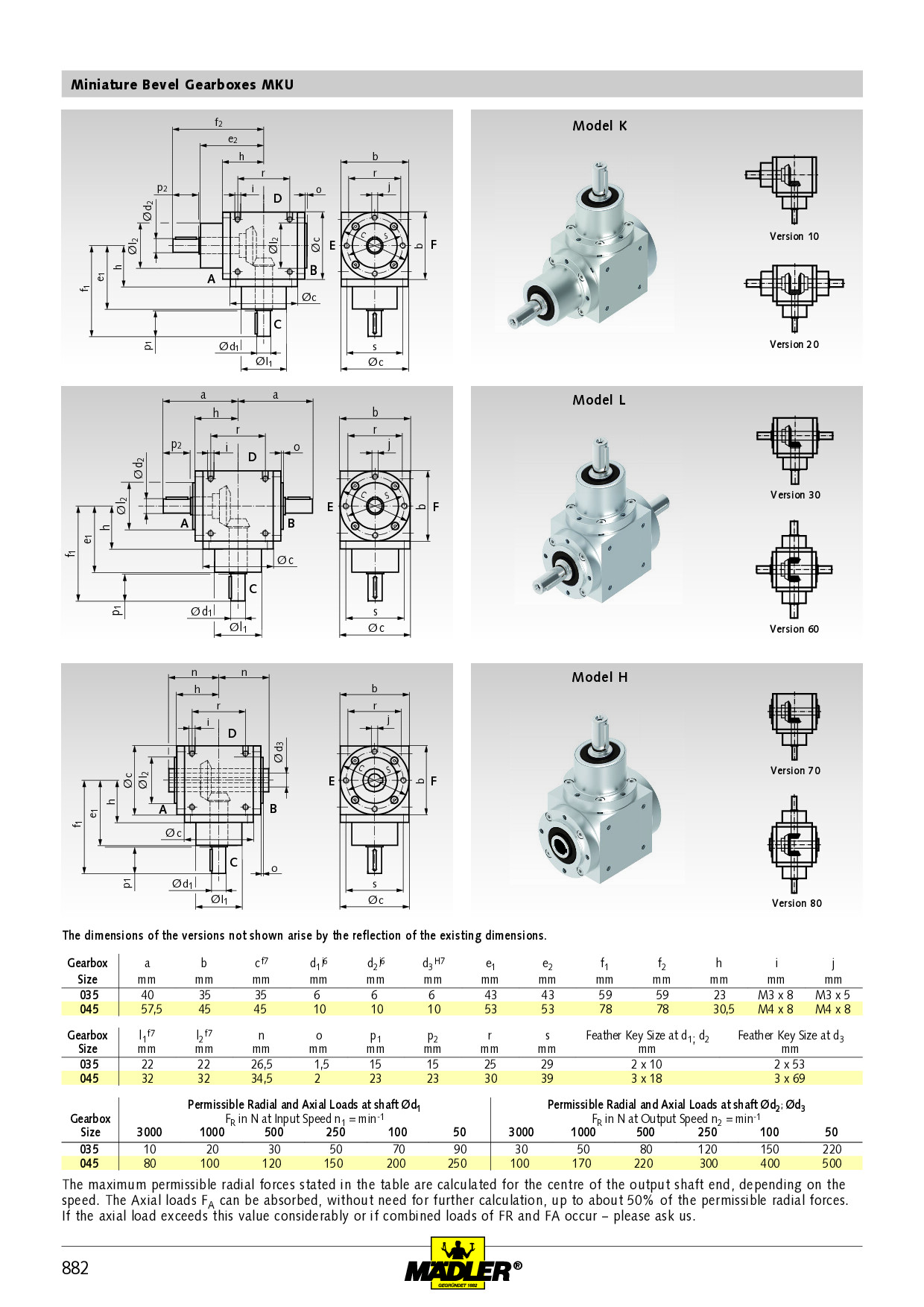 Bevel gearbox DZA, type H, size 3, i=1:1 PN: 41013400 – Maedler