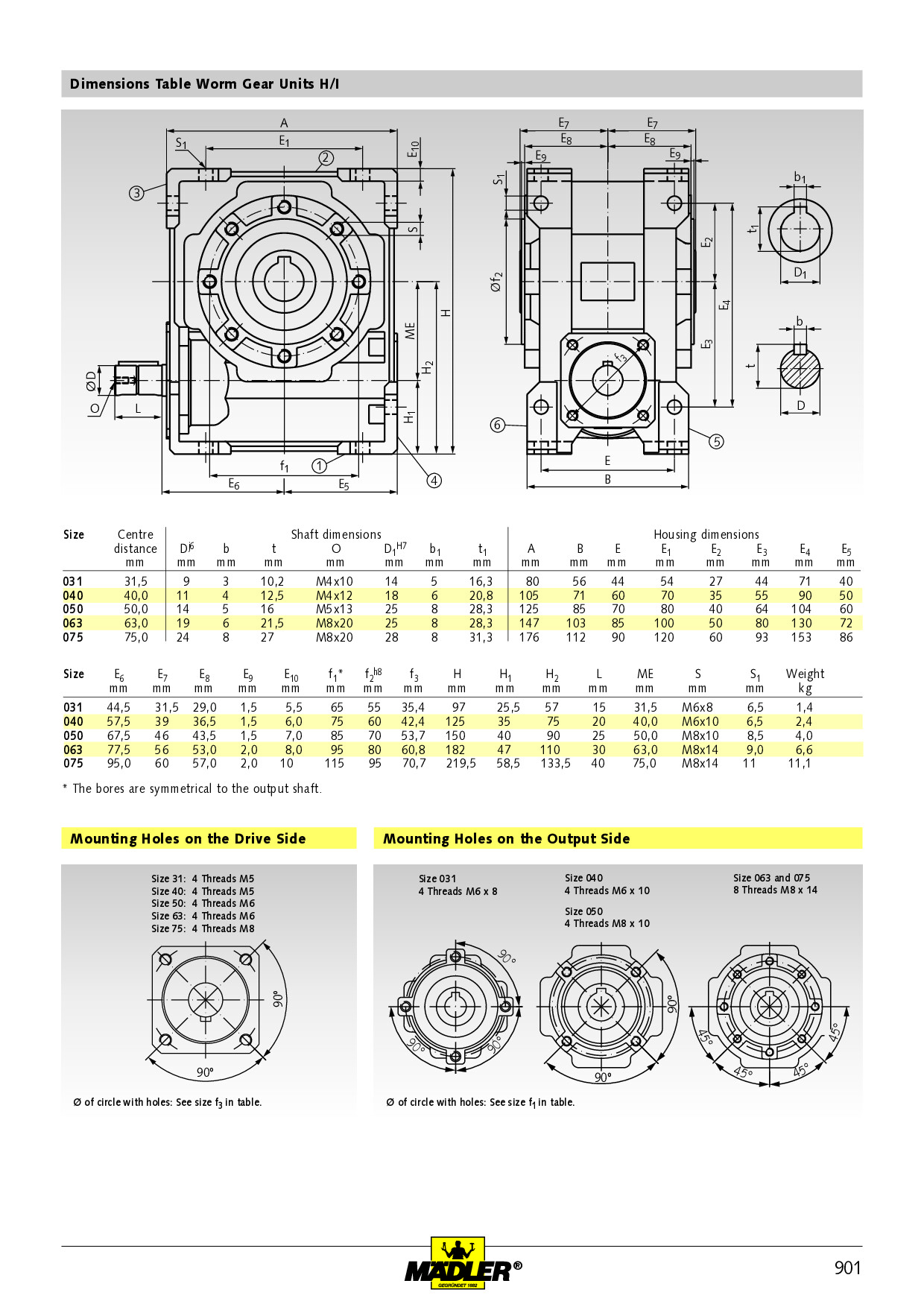 Worm gear unit ZM/I version A size 40 i=39.0:1 output flange side